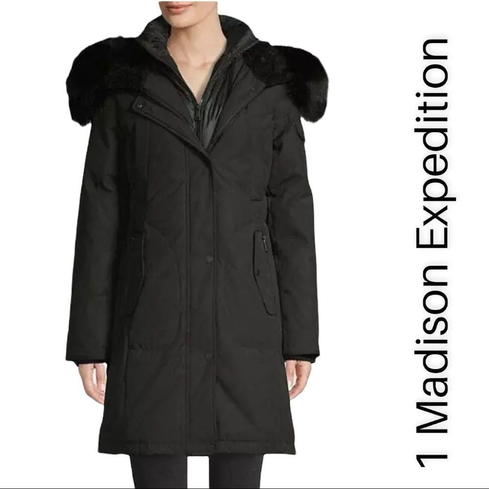 New 1 Expedition Madison Black Parka Fur Jacket